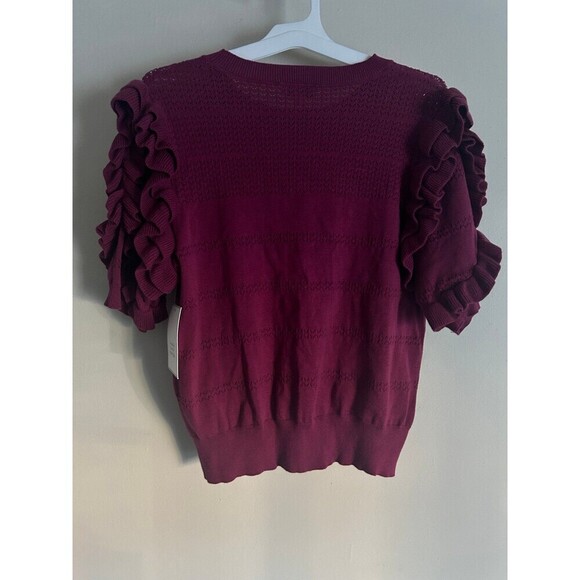 Calligraphie Women’s Pullover Knit Sweater size XL ruffle short sleeve top - Picture 2 of 6